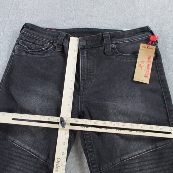 NWT True Religion Jeans Womens 33 Black Denim Super Skinny Moto Stretch Flap - Picture 5 of 14